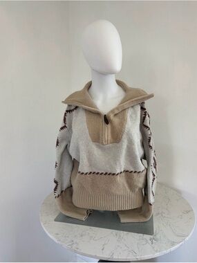 Ariat Cozy Collared Knit Sweater in Beige and Cream